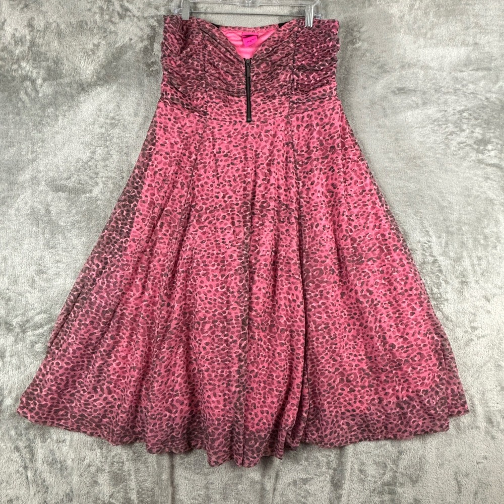 Torrid x Betsey Johnson Pink Leopard Mesh Strapless Dress 14 Zipper No Straps